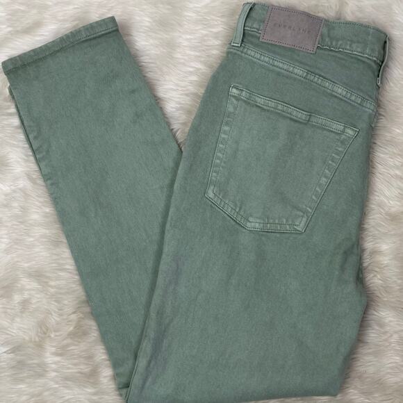 Everlane The Original Cheeky Cropped Green Straight Leg Denim Jeans Size 27 - Picture 3 of 10